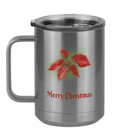 Thumbnail for Personalized Christmas Poinsettia Coffee Mug Tumbler with Handle (15 oz) - 2-sided print - Left View