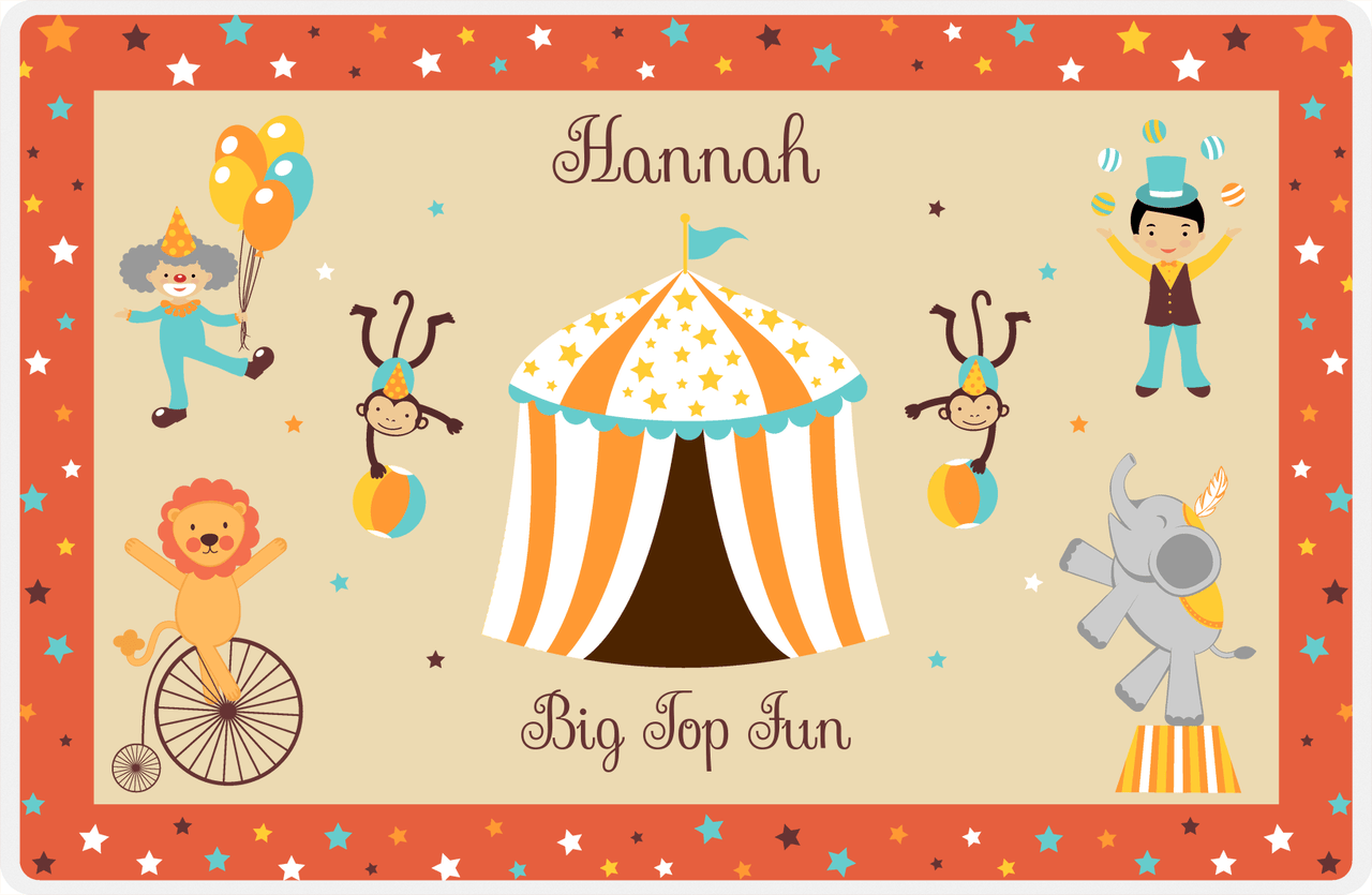 Personalized Circus Animals Placemat I - Big Top - Tan Background -  View