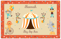 Thumbnail for Personalized Circus Animals Placemat I - Big Top - Tan Background -  View