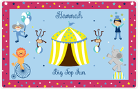 Thumbnail for Personalized Circus Animals Placemat I - Big Top - Blue Background -  View