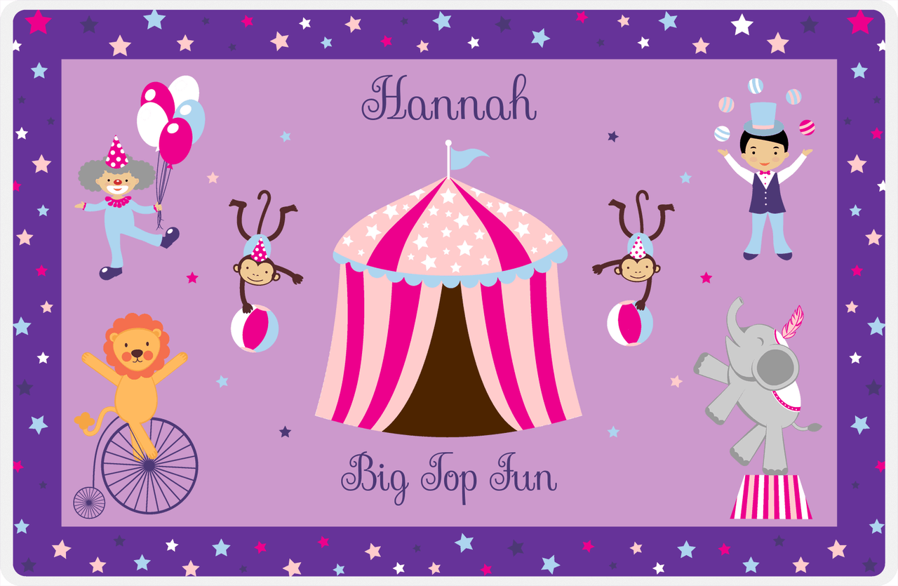 Personalized Circus Animals Placemat I - Big Top - Purple Background -  View
