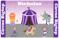 Thumbnail for Personalized Circus Animals Placemat II - Circus Bigtop - Purple Background -  View