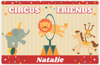 Thumbnail for Personalized Circus Animals Placemat III - Circus Friends - Tan Background -  View
