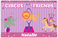 Thumbnail for Personalized Circus Animals Placemat III - Circus Friends - Purple Background -  View