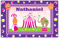 Thumbnail for Personalized Circus Animals Placemat V - Flying Pigs - Purple Background -  View
