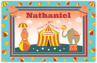 Thumbnail for Personalized Circus Animals Placemat V - Flying Pigs - Teal Background -  View