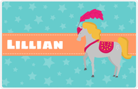 Thumbnail for Personalized Circus Animals Placemat VII - Teal Background - Horse -  View