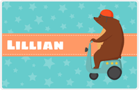 Thumbnail for Personalized Circus Animals Placemat VII - Teal Background - Bear -  View