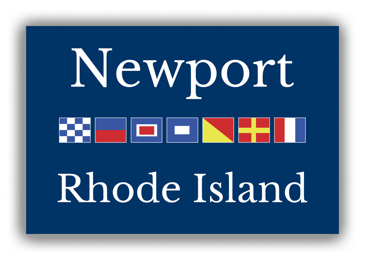 Personalized City & State Nautical Flags Canvas Wrap & Photo Print - Blue Background - White Border Flags - Newport, Rhode Island - Front View