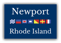 Thumbnail for Personalized City & State Nautical Flags Canvas Wrap & Photo Print - Blue Background - Black Border Flags - Newport, Rhode Island - Front View