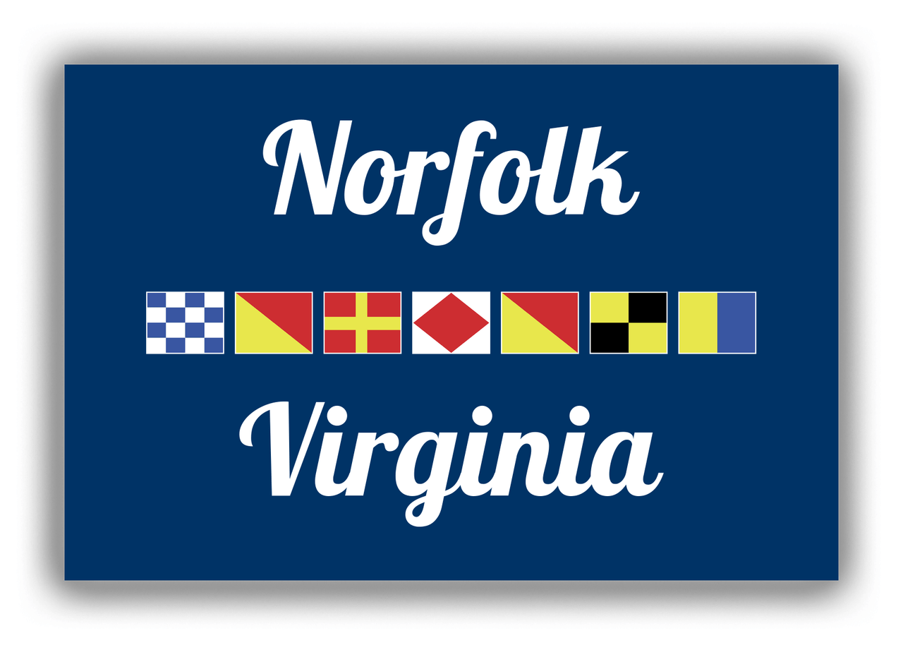 Personalized City & State Nautical Flags Canvas Wrap & Photo Print - Blue Background - White Border Flags - Norfolk, Virginia - Front View
