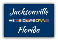 Thumbnail for Personalized City & State Nautical Flags Canvas Wrap & Photo Print - Blue Background - White Border Flags - Jacksonville, Florida - Front View