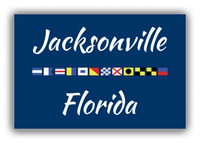 Thumbnail for Personalized City & State Nautical Flags Canvas Wrap & Photo Print - Blue Background - Black Border Flags - Jacksonville, Florida - Front View