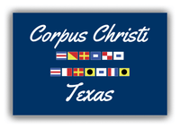 Thumbnail for Personalized City & State Nautical Flags Canvas Wrap & Photo Print - Blue Background - White Border Flags - Corpus Christi, Texas - Front View