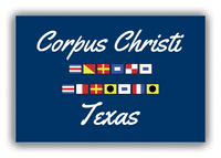 Thumbnail for Personalized City & State Nautical Flags Canvas Wrap & Photo Print - Blue Background - Black Border Flags - Corpus Christi, Texas - Front View