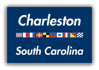 Thumbnail for Personalized City & State Nautical Flags Canvas Wrap & Photo Print - Blue Background - White Border Flags - Charleston, South Carolina - Front View