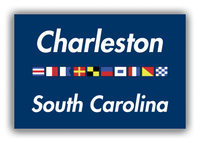Thumbnail for Personalized City & State Nautical Flags Canvas Wrap & Photo Print - Blue Background - Black Border Flags - Charleston, South Carolina - Front View