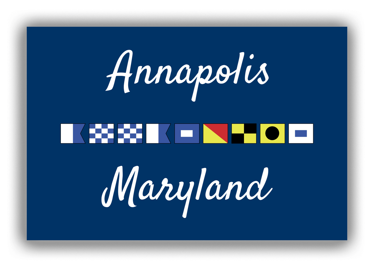 Personalized City & State Nautical Flags Canvas Wrap & Photo Print - Blue Background - Black Border Flags - Annapolis, Maryland - Front View