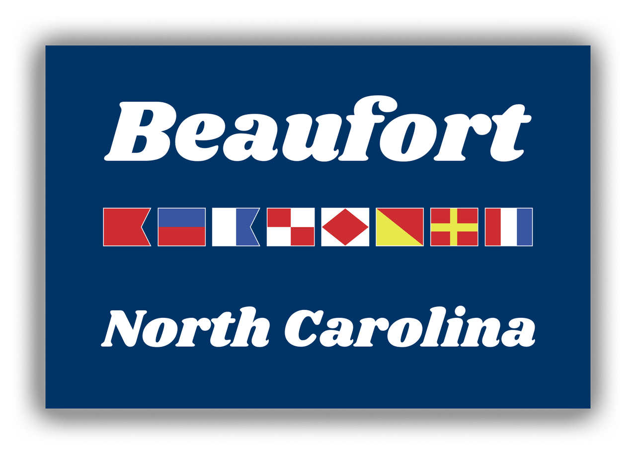 Personalized City & State Nautical Flags Canvas Wrap & Photo Print - Blue Background - White Border Flags - Beaufort, North Carolina - Front View