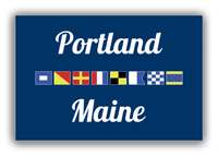 Thumbnail for Personalized City & State Nautical Flags Canvas Wrap & Photo Print - Blue Background - White Border Flags - Portland, Maine - Front View