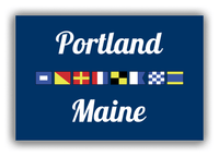 Thumbnail for Personalized City & State Nautical Flags Canvas Wrap & Photo Print - Blue Background - Black Border Flags - Portland, Maine - Front View