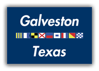 Thumbnail for Personalized City & State Nautical Flags Canvas Wrap & Photo Print - Blue Background - White Border Flags - Galveston, Texas - Front View