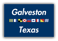 Thumbnail for Personalized City & State Nautical Flags Canvas Wrap & Photo Print - Blue Background - Black Border Flags - Galveston, Texas - Front View