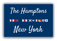 Thumbnail for Personalized City & State Nautical Flags Canvas Wrap & Photo Print - Blue Background - Black Border Flags - The Hamptons, New York - Front View