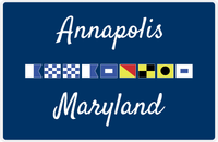 Thumbnail for Personalized City & State Nautical Flags Placemat - Blue Background - White Border Flags - Annapolis, Maryland -  View