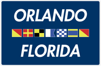 Thumbnail for Personalized City & State Nautical Flags Placemat - Blue Background - White Border Flags - Orlando, Florida -  View