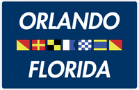 Thumbnail for Personalized City & State Nautical Flags Placemat - Blue Background - Black Border Flags - Orlando, Florida -  View