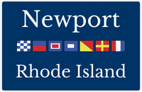 Thumbnail for Personalized City & State Nautical Flags Placemat - Blue Background - Black Border Flags - Newport, Rhode Island -  View
