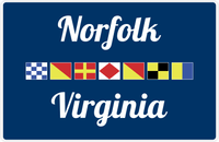 Thumbnail for Personalized City & State Nautical Flags Placemat - Blue Background - White Border Flags - Norfolk, Virginia -  View