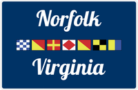 Thumbnail for Personalized City & State Nautical Flags Placemat - Blue Background - Black Border Flags - Norfolk, Virginia -  View