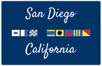 Thumbnail for Personalized City & State Nautical Flags Placemat - Blue Background - White Border Flags - San Diego, California -  View