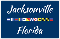 Thumbnail for Personalized City & State Nautical Flags Placemat - Blue Background - White Border Flags - Jacksonville, Florida -  View