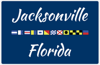 Thumbnail for Personalized City & State Nautical Flags Placemat - Blue Background - Black Border Flags - Jacksonville, Florida -  View
