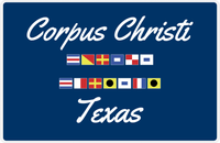Thumbnail for Personalized City & State Nautical Flags Placemat - Blue Background - White Border Flags - Corpus Christi, Texas -  View