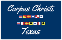 Thumbnail for Personalized City & State Nautical Flags Placemat - Blue Background - Black Border Flags - Corpus Christi, Texas -  View