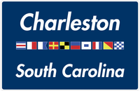 Thumbnail for Personalized City & State Nautical Flags Placemat - Blue Background - White Border Flags - Charleston, South Carolina -  View