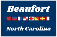 Thumbnail for Personalized City & State Nautical Flags Placemat - Blue Background - Black Border Flags - Beaufort, North Carolina -  View