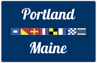 Thumbnail for Personalized City & State Nautical Flags Placemat - Blue Background - White Border Flags - Portland, Maine -  View