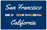 Thumbnail for Personalized City & State Nautical Flags Placemat - Blue Background - White Border Flags - San Francisco, California -  View