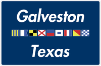 Thumbnail for Personalized City & State Nautical Flags Placemat - Blue Background - White Border Flags - Galveston, Texas -  View