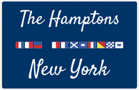 Thumbnail for Personalized City & State Nautical Flags Placemat - Blue Background - White Border Flags - The Hamptons, New York -  View