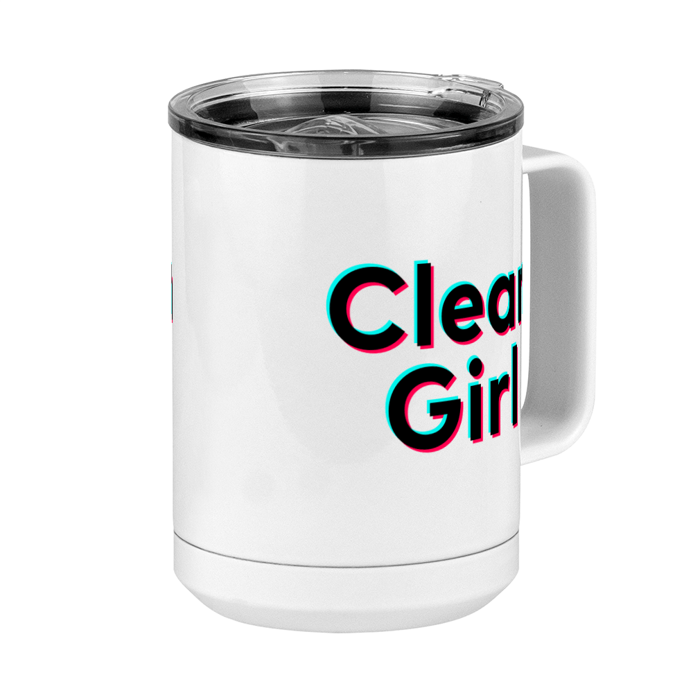 Clean Girl Coffee Mug Tumbler with Handle (15 oz) - TikTok Trends - Front Right View