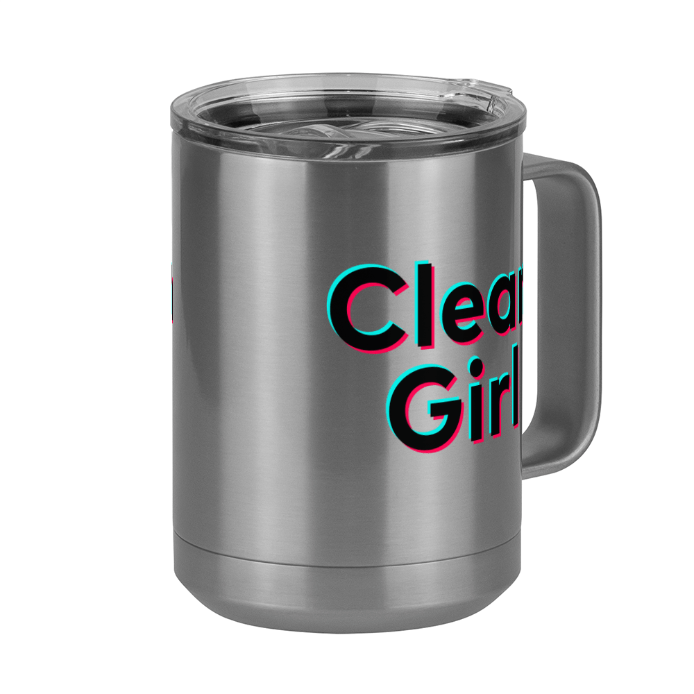 Clean Girl Coffee Mug Tumbler with Handle (15 oz) - TikTok Trends - Front Right View