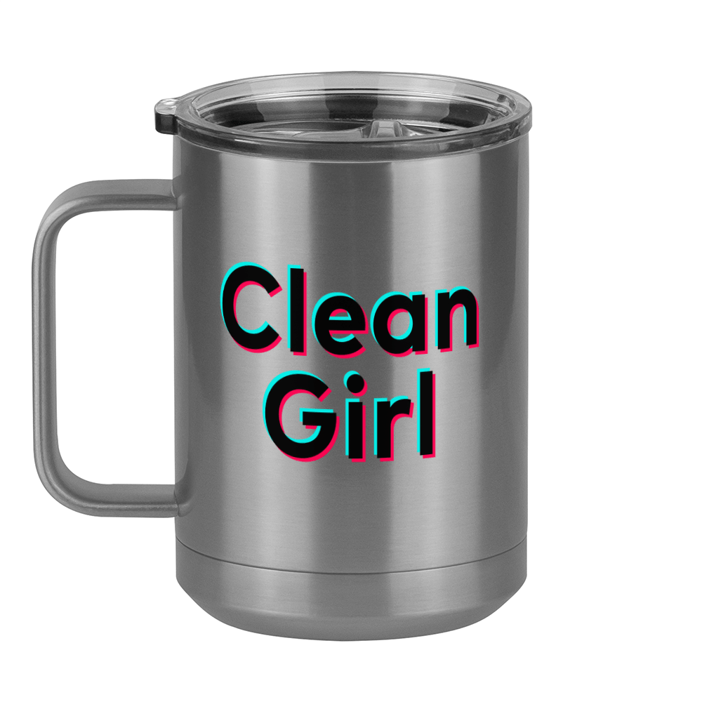 Clean Girl Coffee Mug Tumbler with Handle (15 oz) - TikTok Trends - Left View