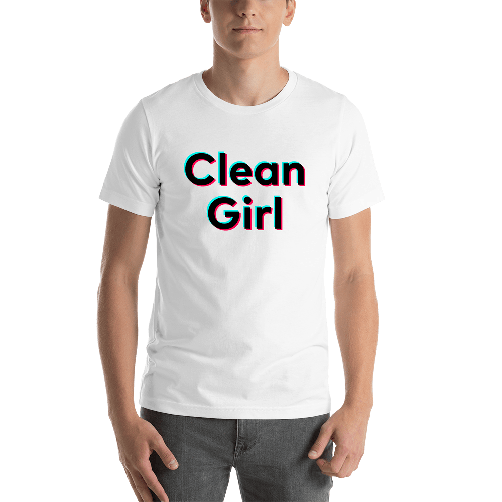 Clean Girl T-Shirt - White - TikTok Trends - Shirt View
