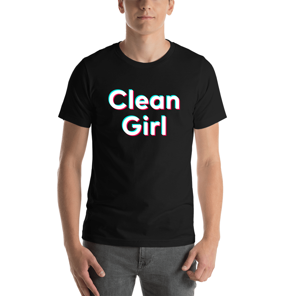 Clean Girl T-Shirt - Black - TikTok Trends - Shirt View